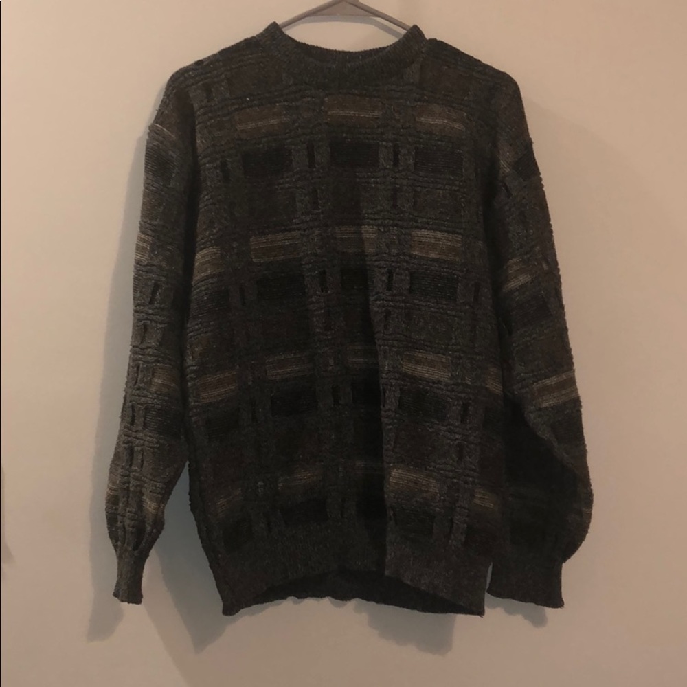 VINTAGE | Gray Patterned Grandpa sweater